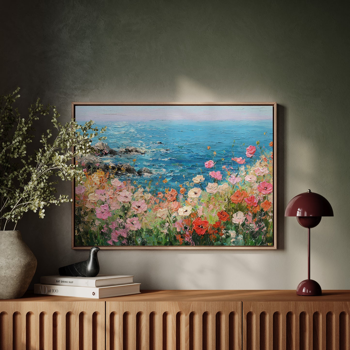 Coastal Poppies Dance Above Azure Waves