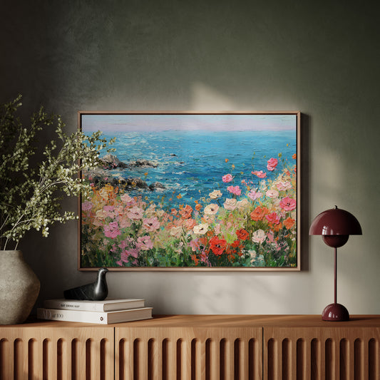 Coastal Poppies Dance Above Azure Waves