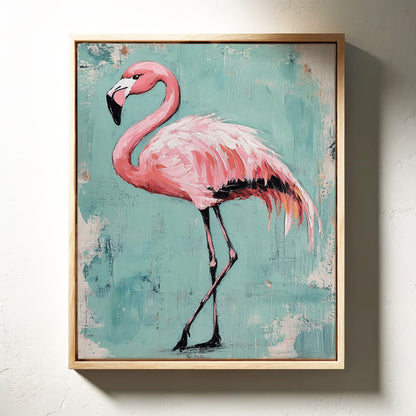 Flamingo Wall Art – Tropical Pink Bird Print, Boho Coastal Decor, Vibrant Animal Painting