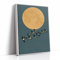 Geese Cross the Harvest Moon