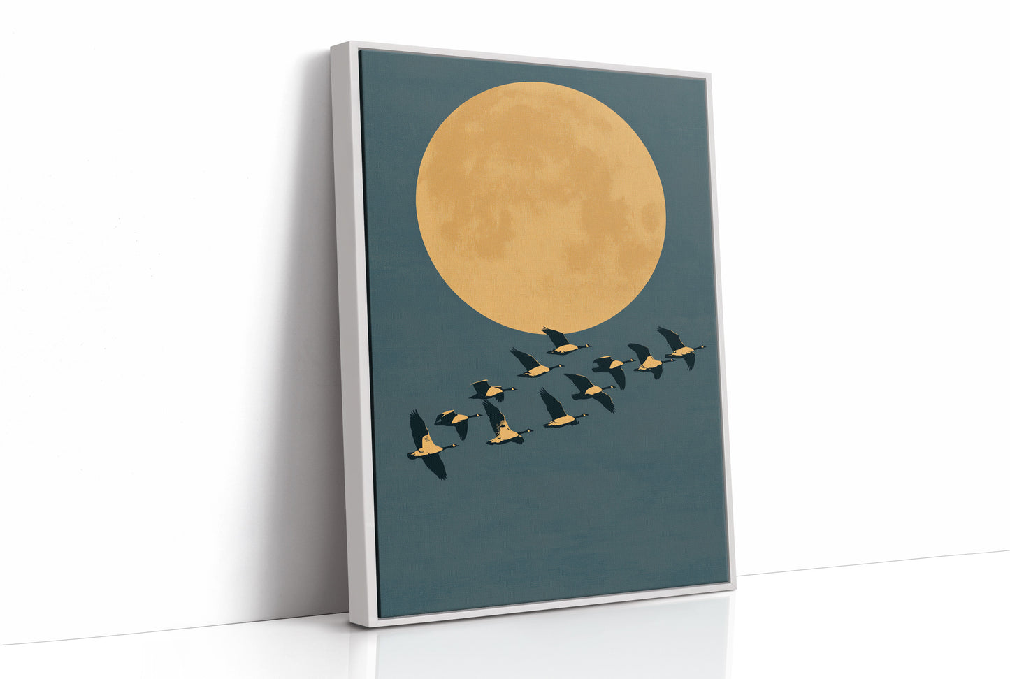Geese Cross the Harvest Moon