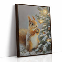 Winter Squirrel Finds Pine Cone Magic