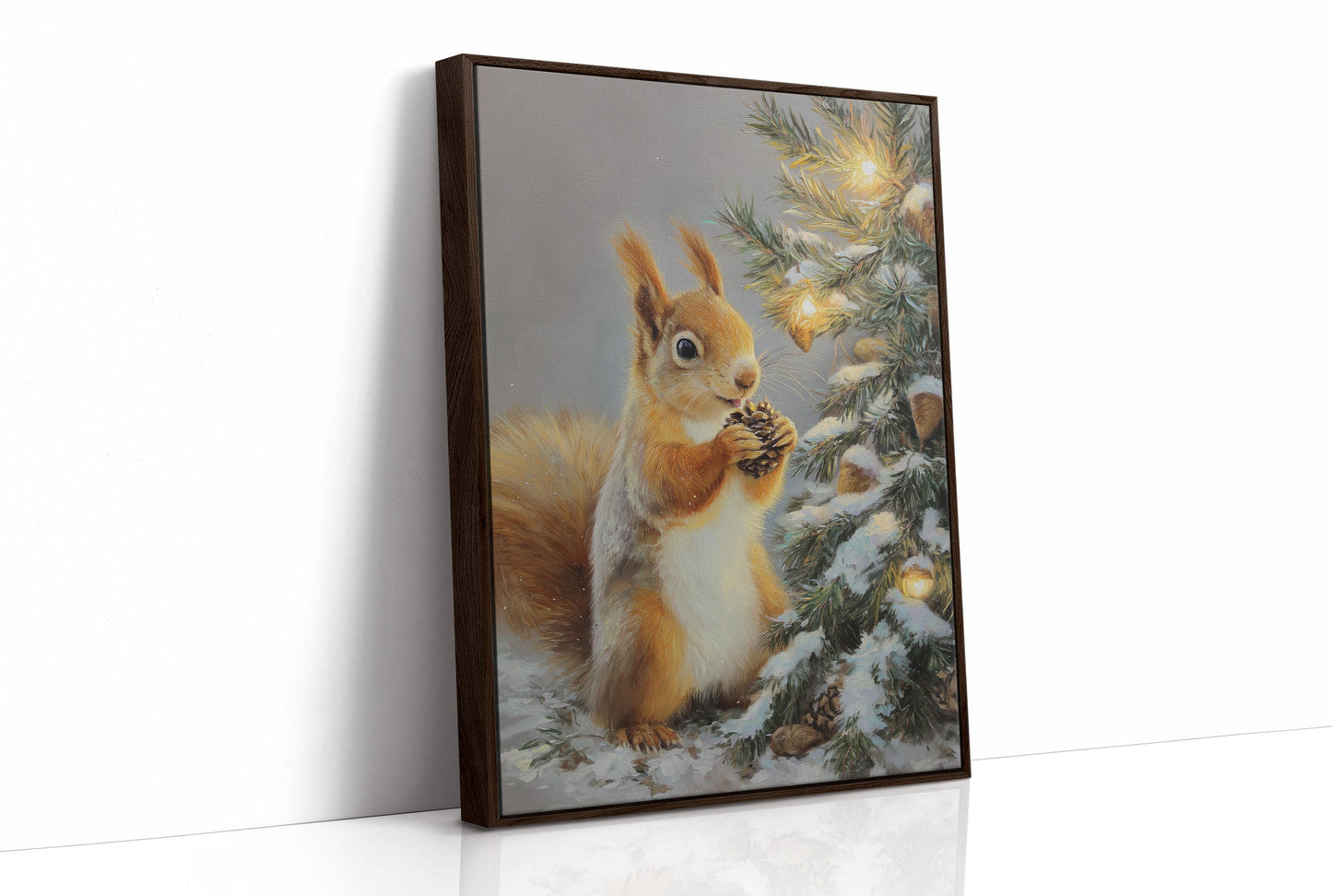 Winter Squirrel Finds Pine Cone Magic