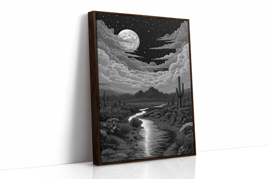 Silver Rivers Thread Through Moonlit Canyons