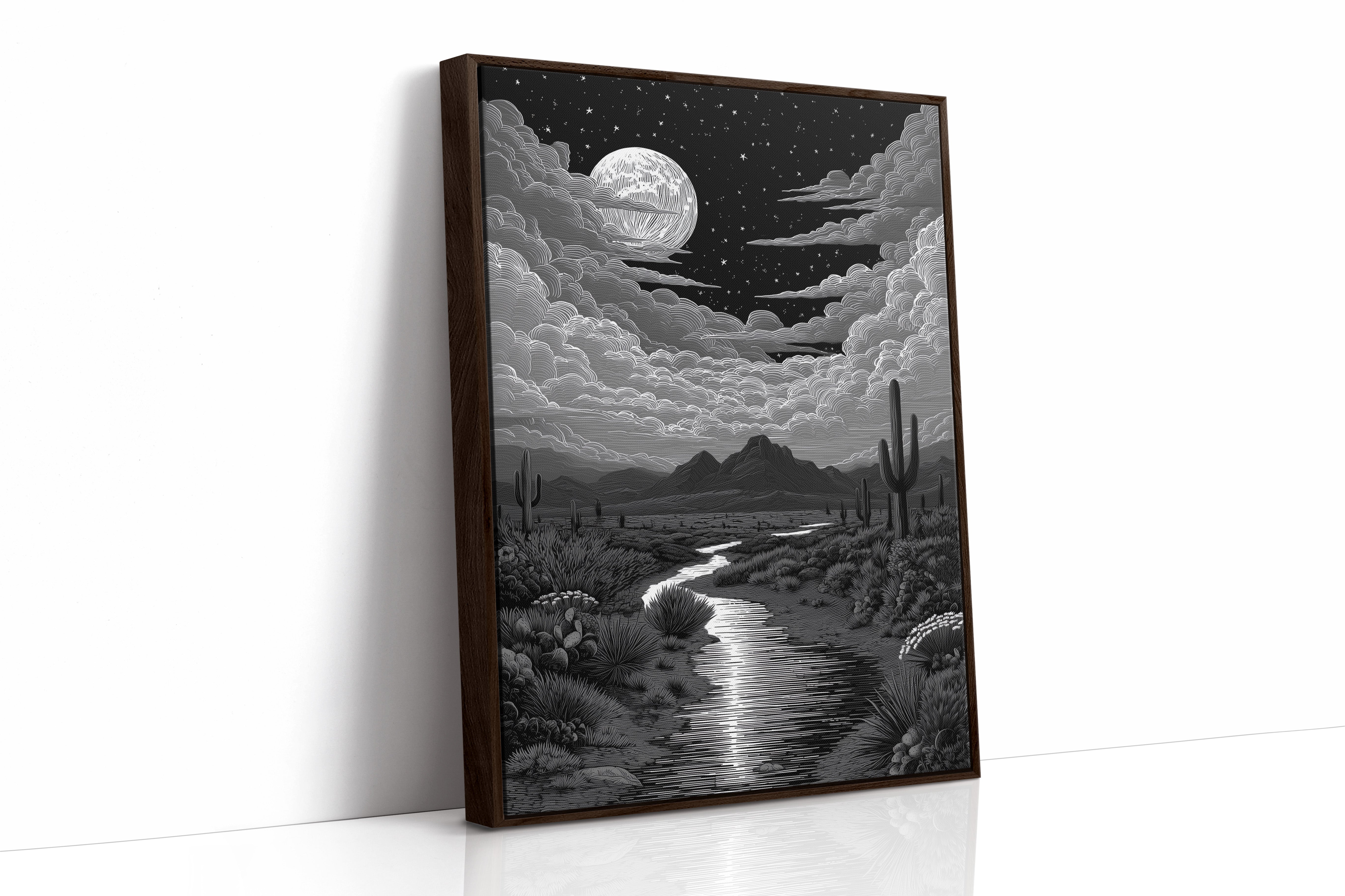 Silver Rivers Thread Through Moonlit Canyons
