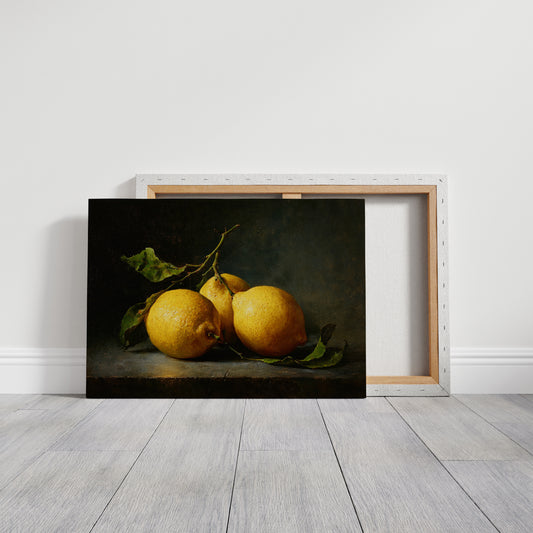 Sunlit Lemons On Ancient Wood