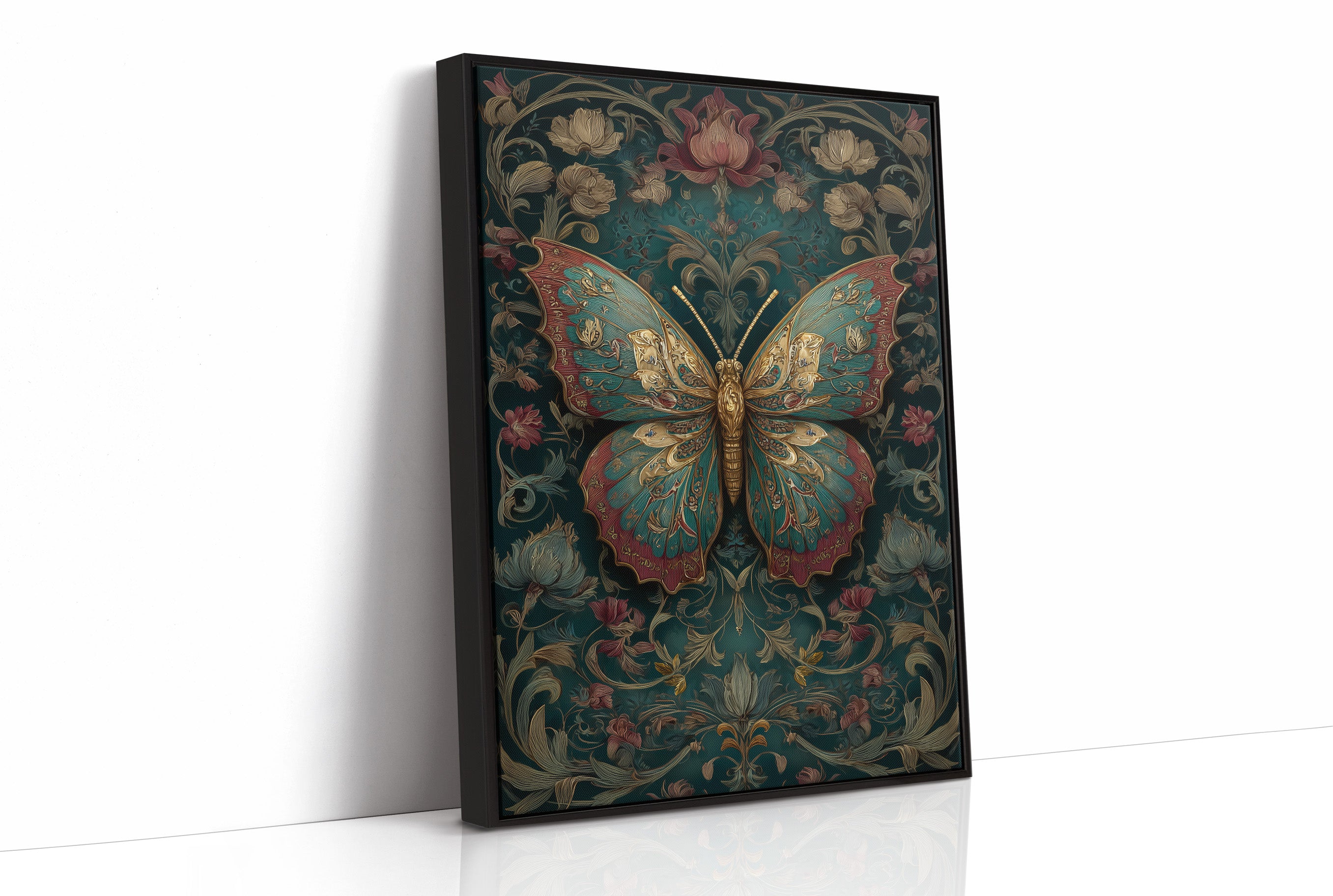 Gilded Wings Among Midnight Blooms