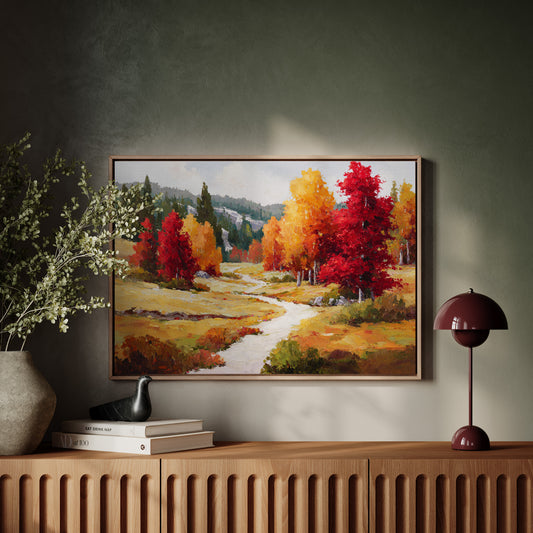 Crimson Leaves Beneath Golden Skies