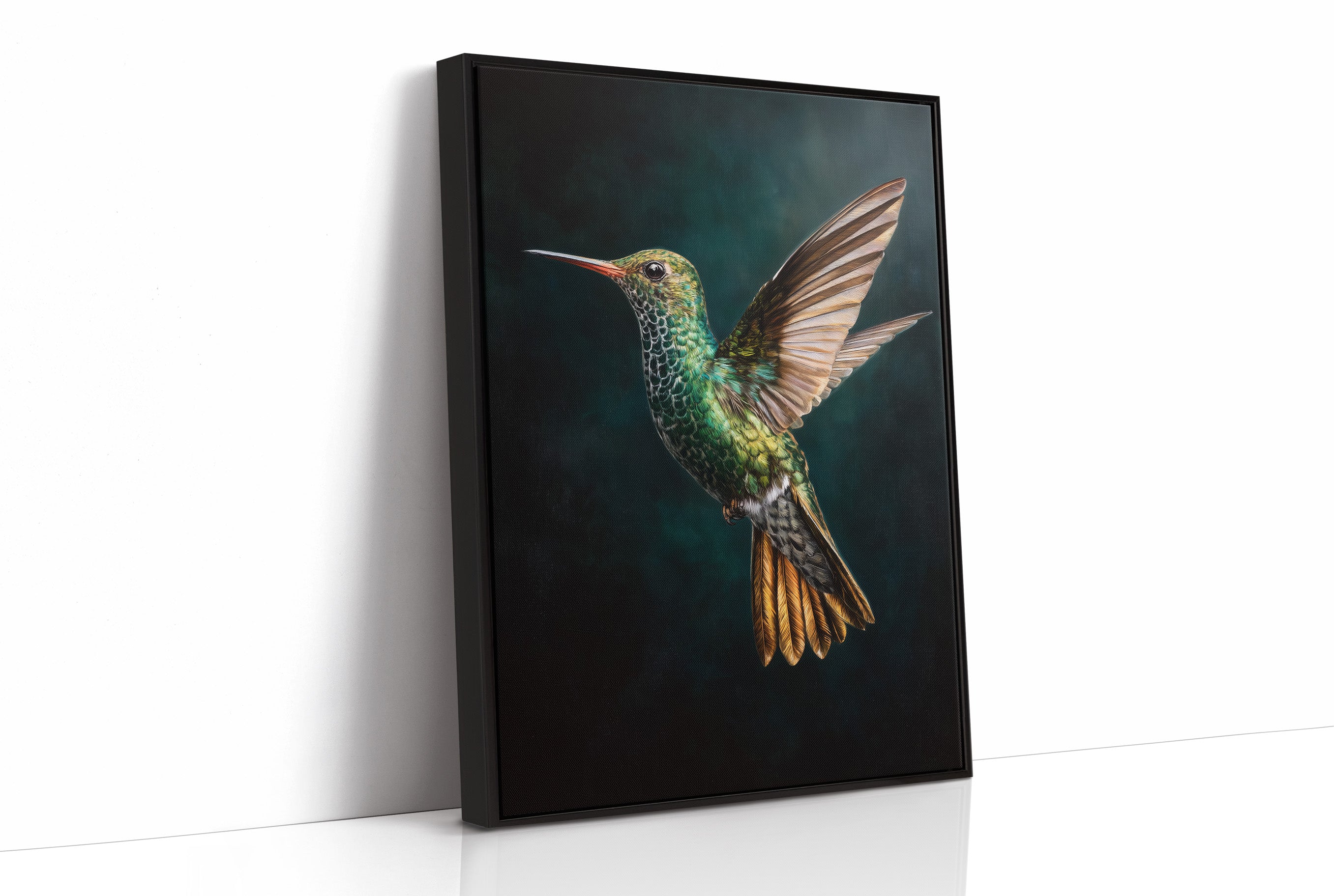 Jeweled Flight Against Midnight Teal