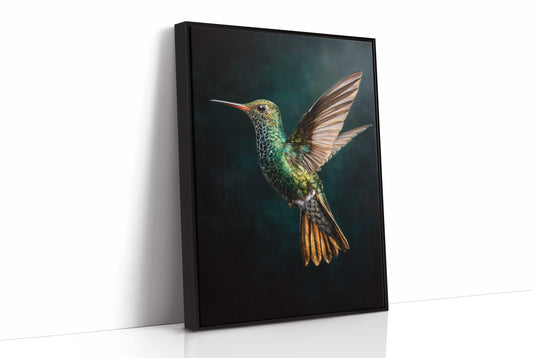 Jeweled Flight Against Midnight Teal