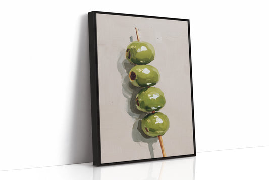 Verdant Olives on Wooden Skewer