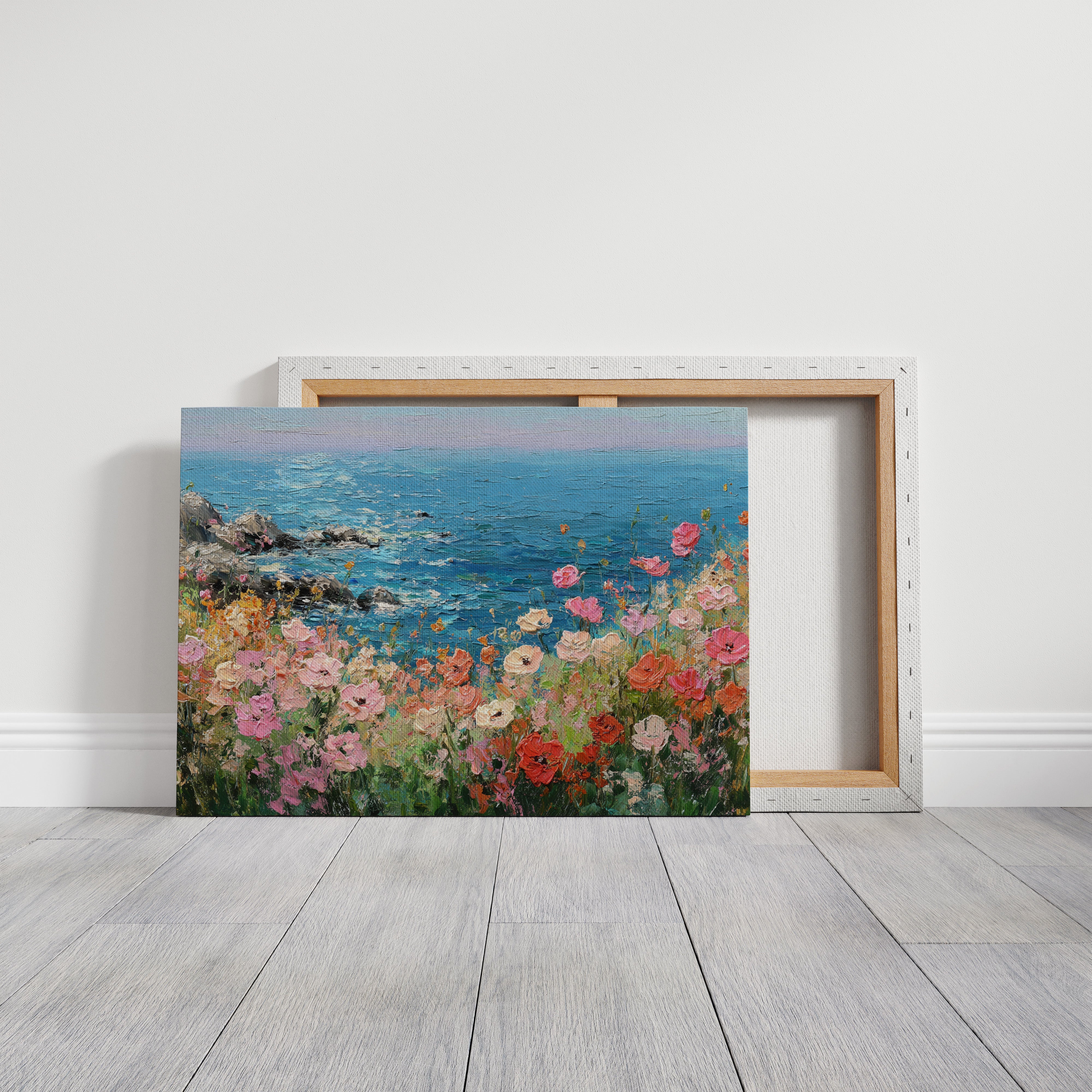 Coastal Poppies Dance Above Azure Waves