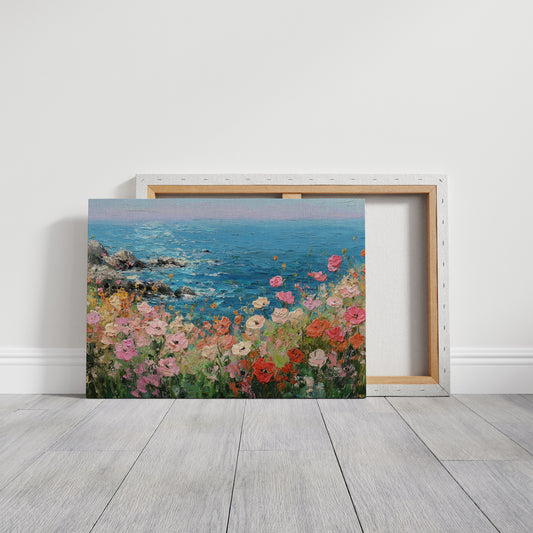 Coastal Poppies Dance Above Azure Waves