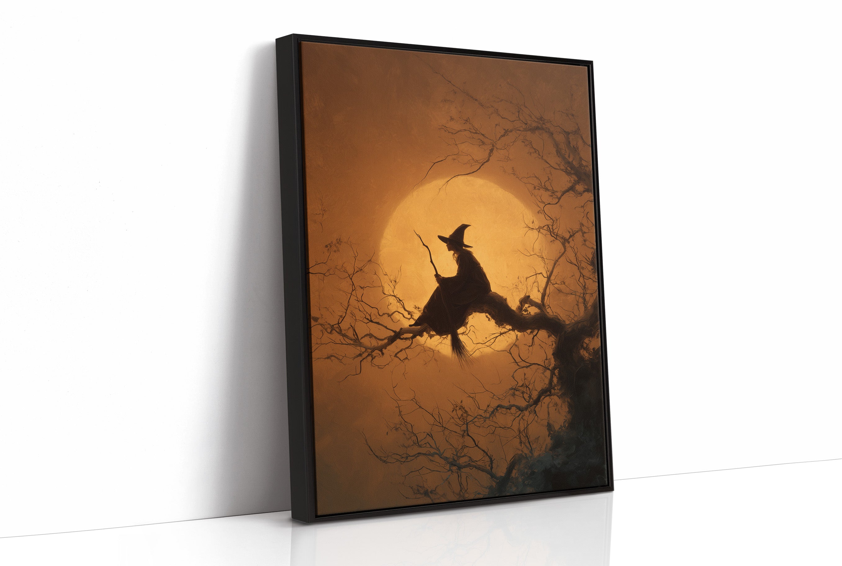 Midnight Perch Under Amber Moon