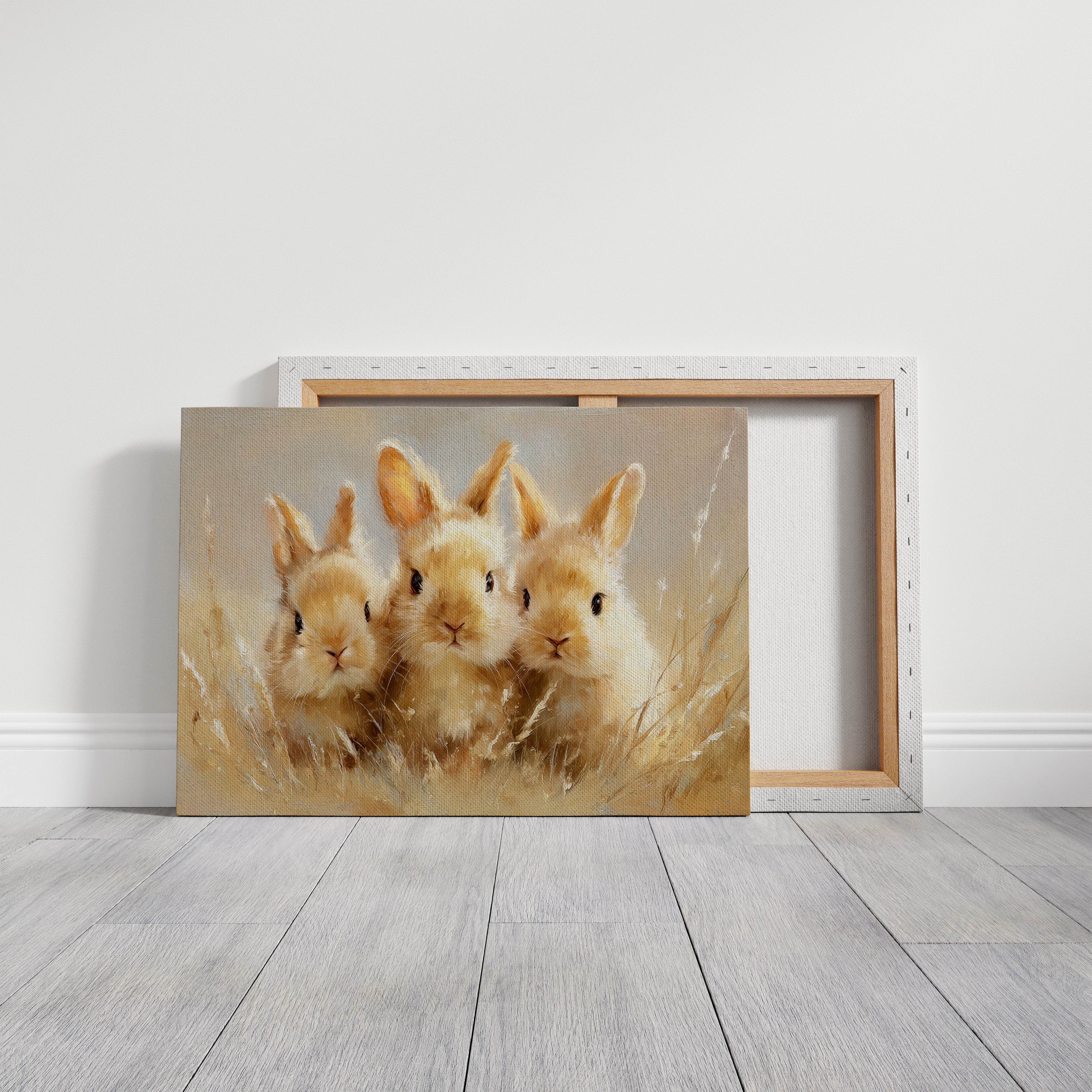 Curious Bunnies Dance Through Golden Grass