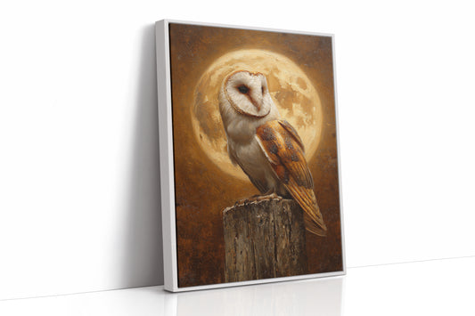 Barn Owl Beneath a Full Moon