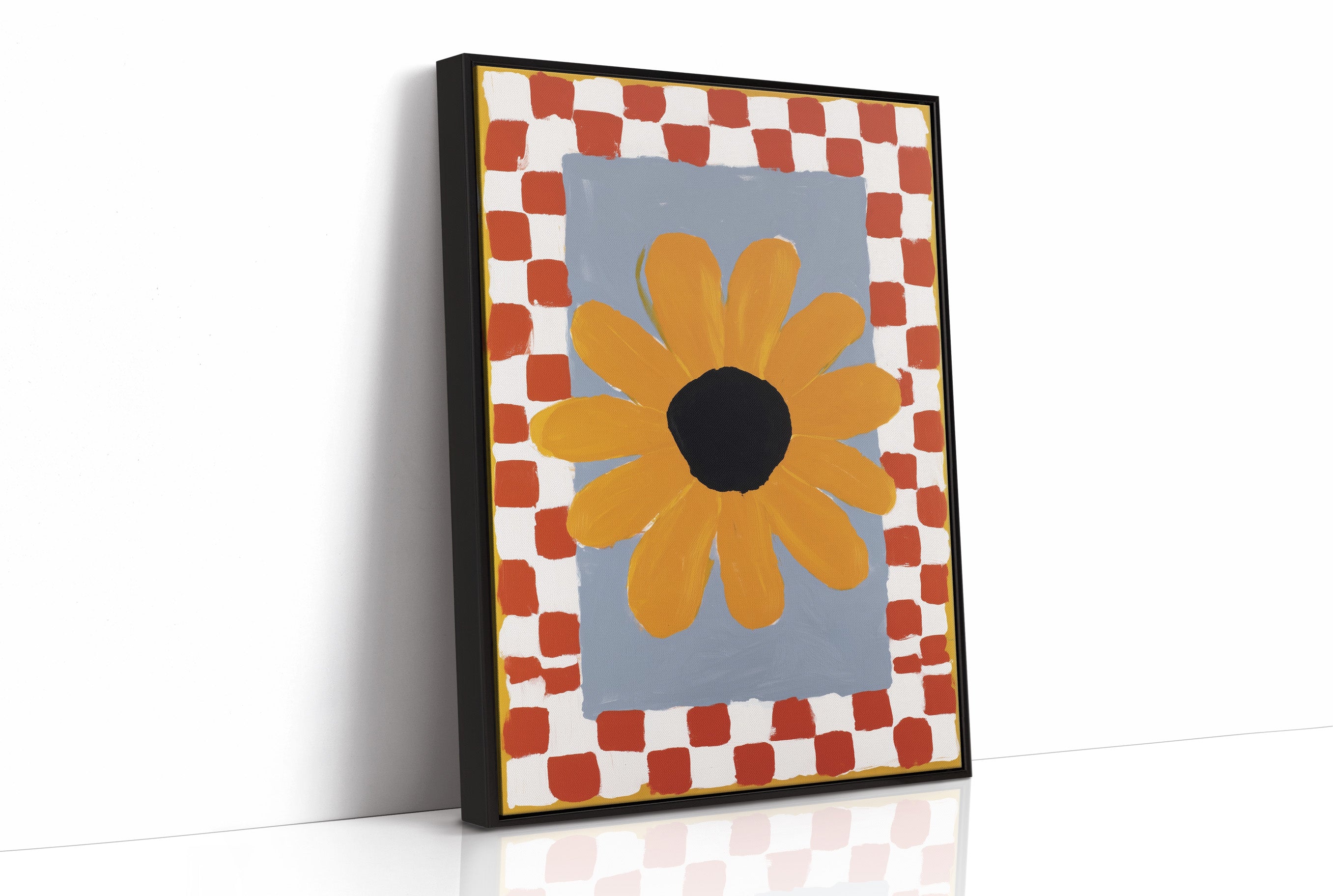 Checkered Borders Frame Golden Bloom