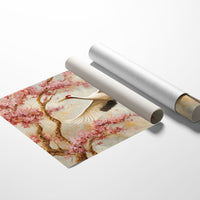 Cherry Blossoms Dance With Crane's Grace