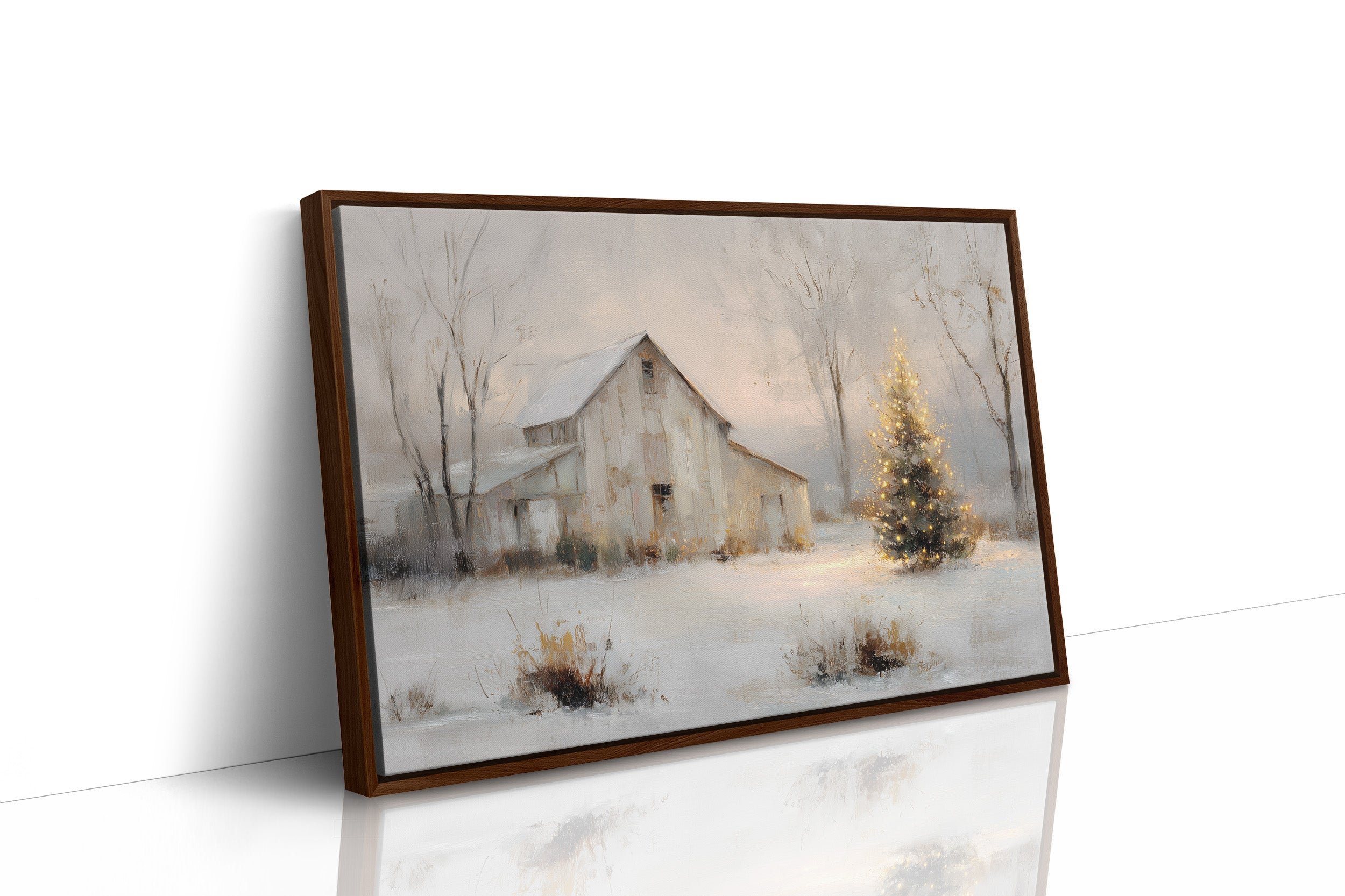 Barn and Evergreen in the Snow