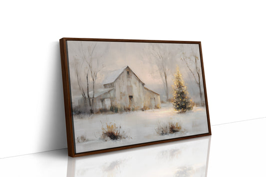 Barn and Evergreen in the Snow