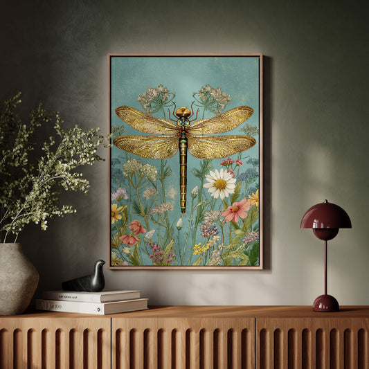 Golden Wings Amidst Wild Blooms
