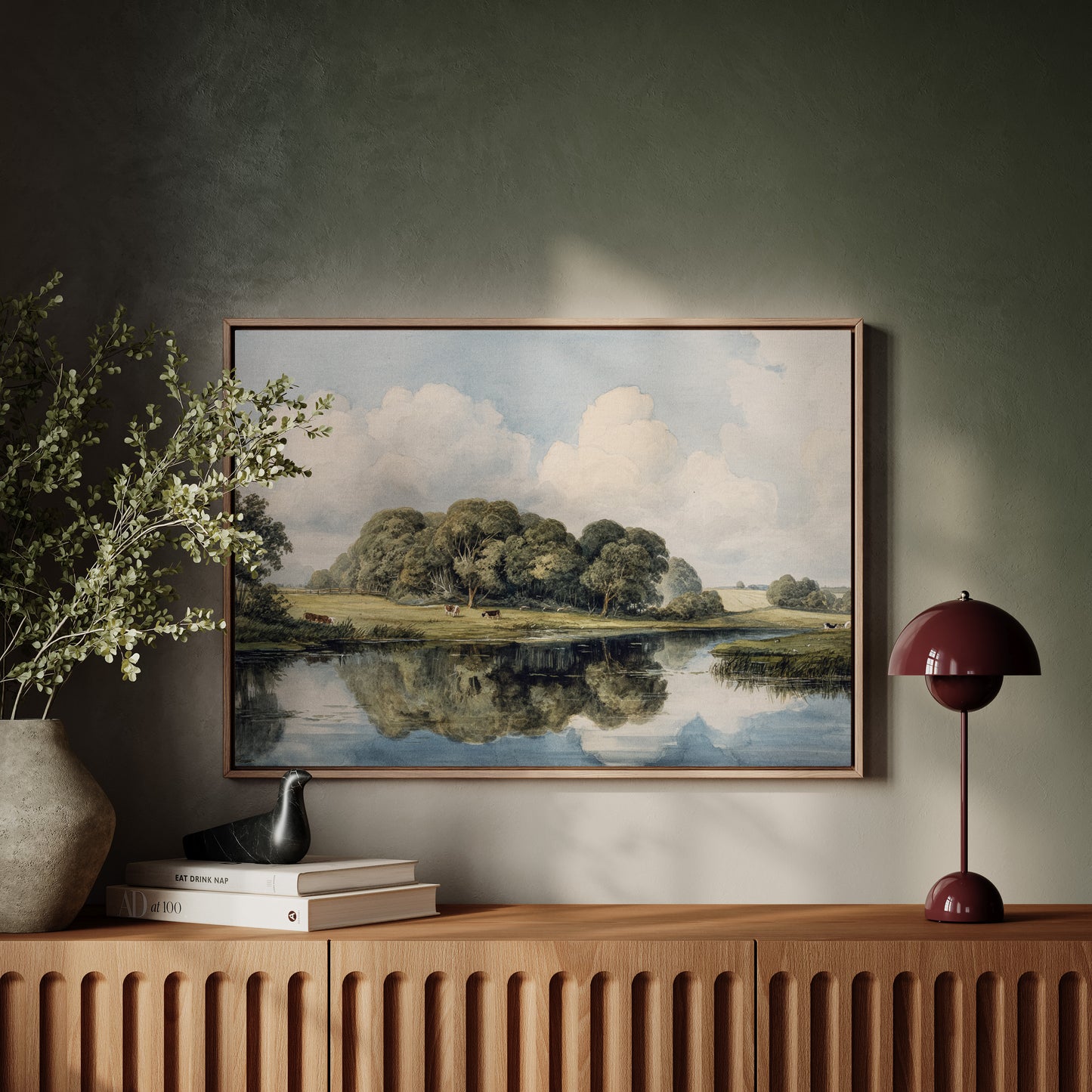 Summer Cattle Rest By Still Waters