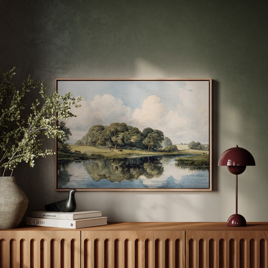 Summer Cattle Rest By Still Waters
