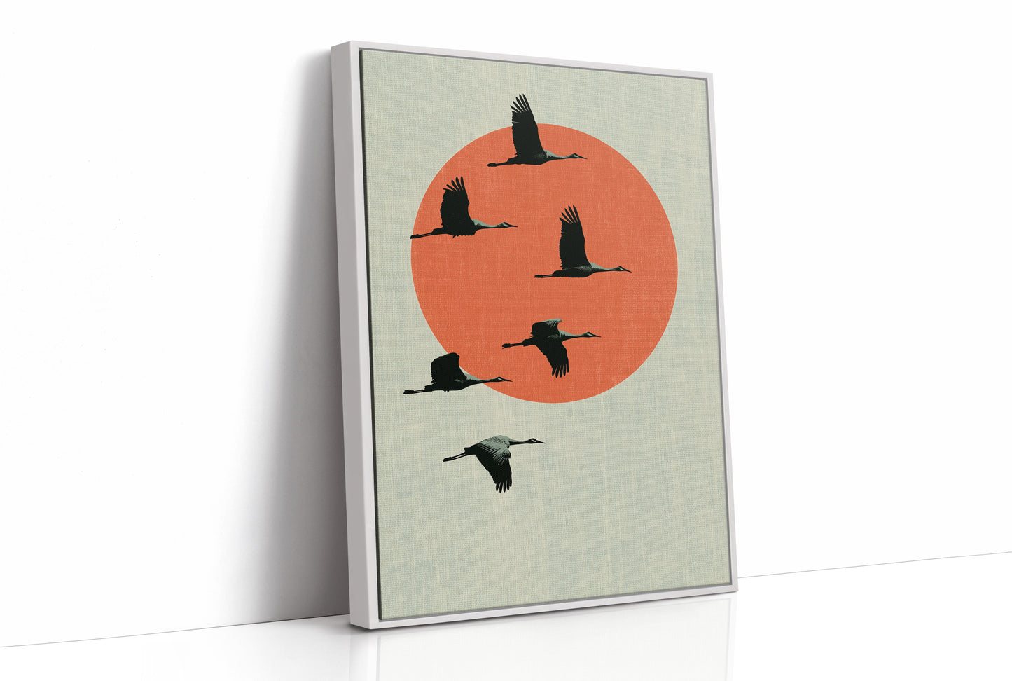 Cranes Across a Red Sun