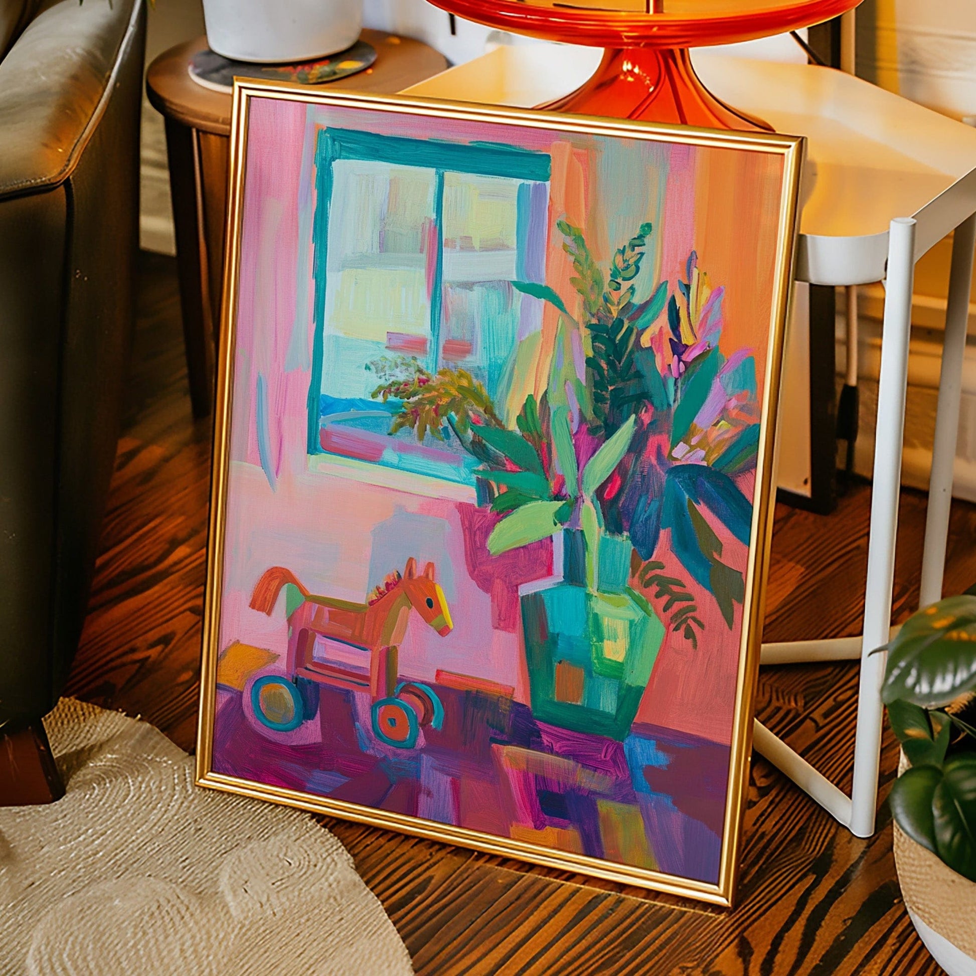 Wooden Horse By Summer Window