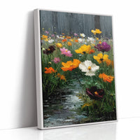 Vibrant Blossoms in Gentle Rain