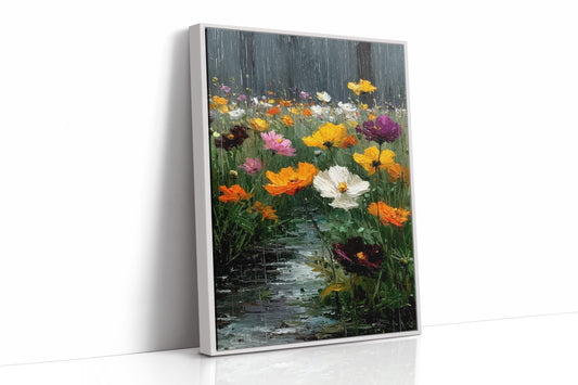Vibrant Blossoms in Gentle Rain