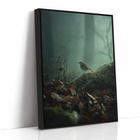 Solitary Songbird In Misty Forest
