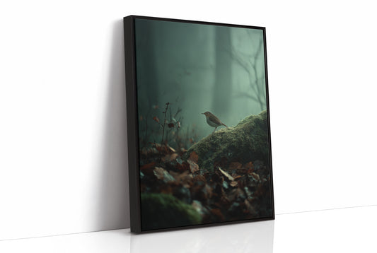 Solitary Songbird In Misty Forest