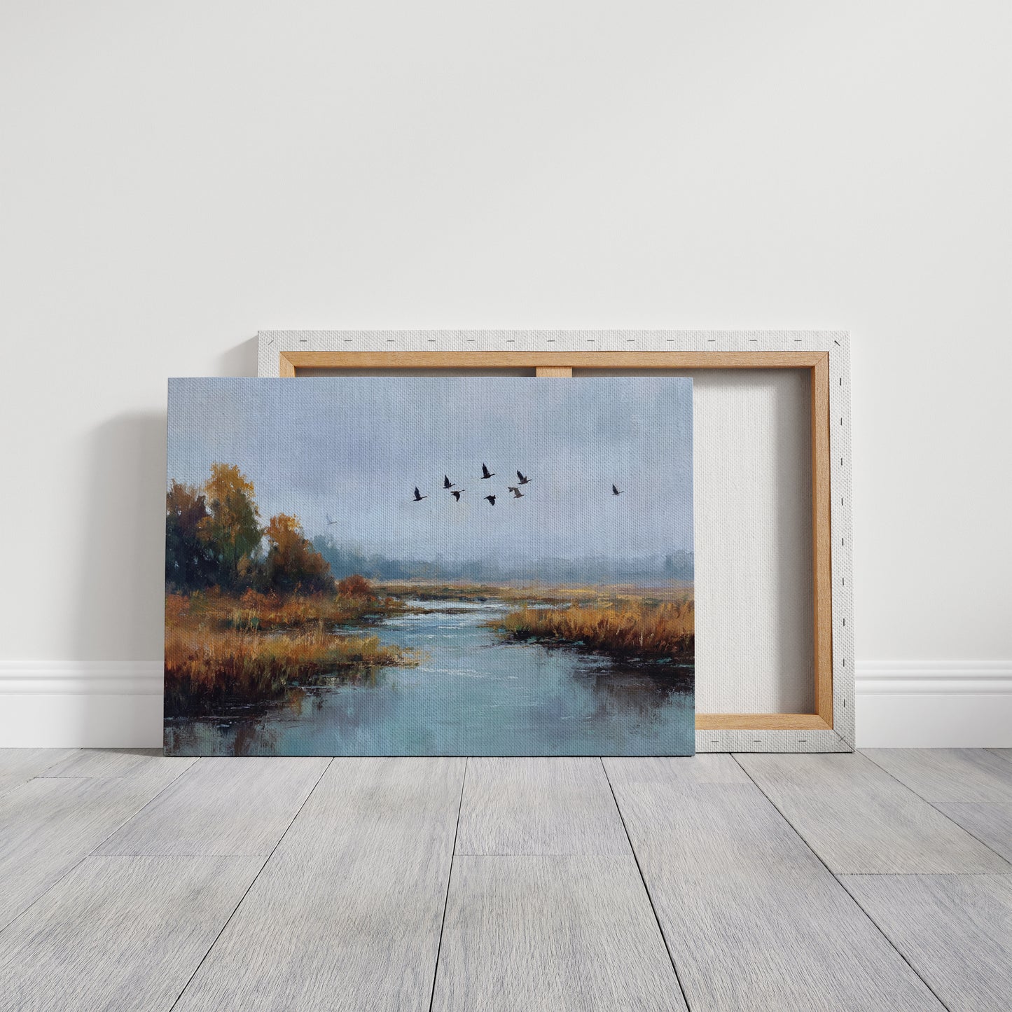 Autumn Geese Cross Silver Waters