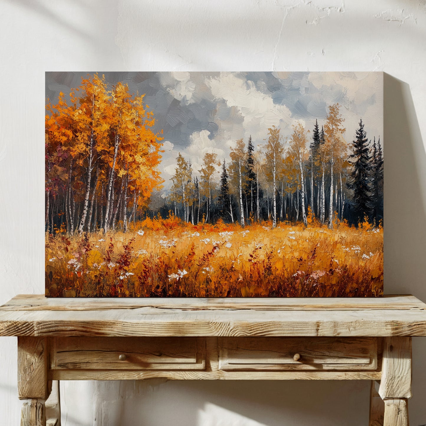 Autumn Meadow Sings Through Birch Lines