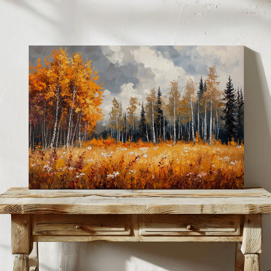 Autumn Meadow Sings Through Birch Lines