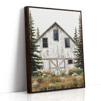 Pine Sentinels Guard Weathered Barn