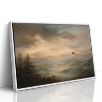 Solitary Flight Through Amber Mist