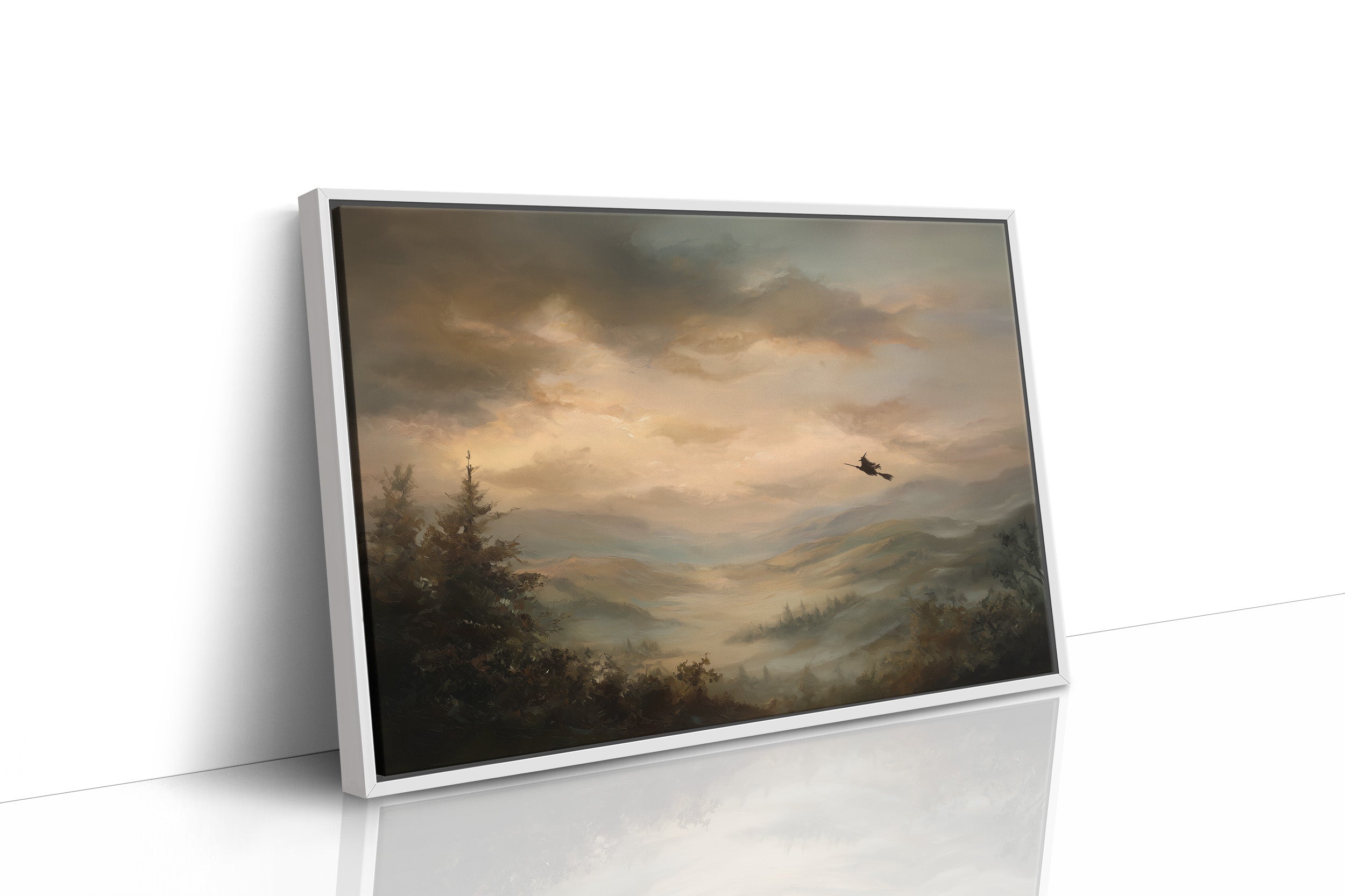 Solitary Flight Through Amber Mist