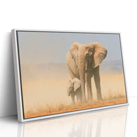 Elephant Mother, Dust and Calf