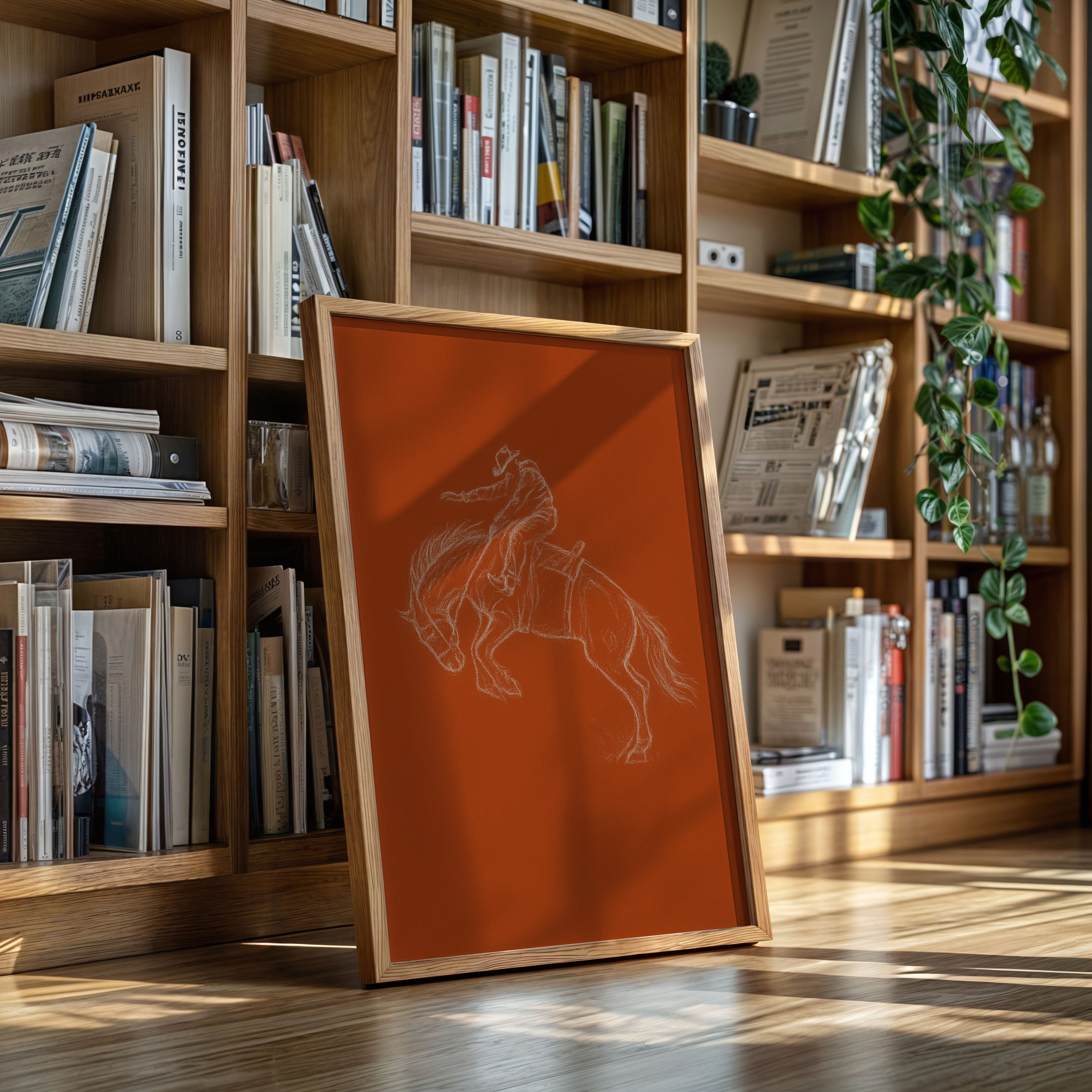 Minimalist Bronco Rider Sketch