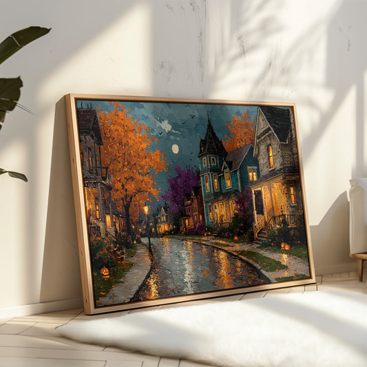 Autumn Glow on Cobblestone Lane