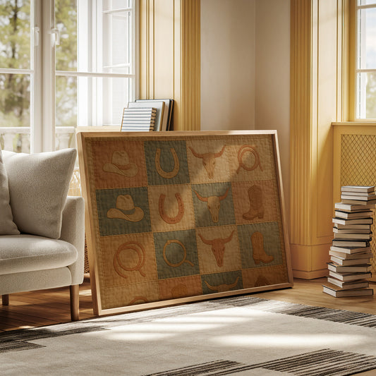 Western Icons Patchwork Quilt Print