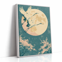 Crane Beneath Blossoms and Moon