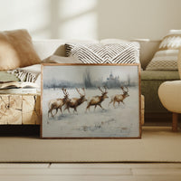Winter Stags Cross Ancient Castle Grounds