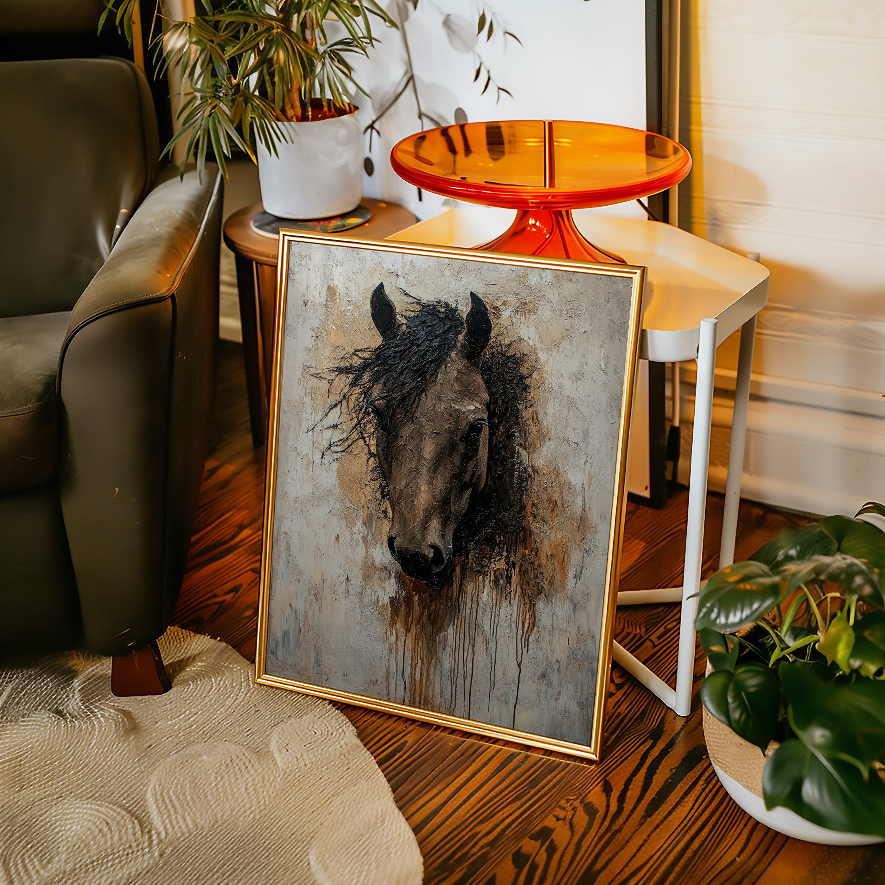 Rawhide Gaze Textured Horse Portrait