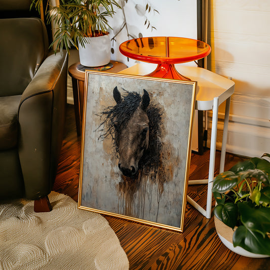 Rawhide Gaze Textured Horse Portrait