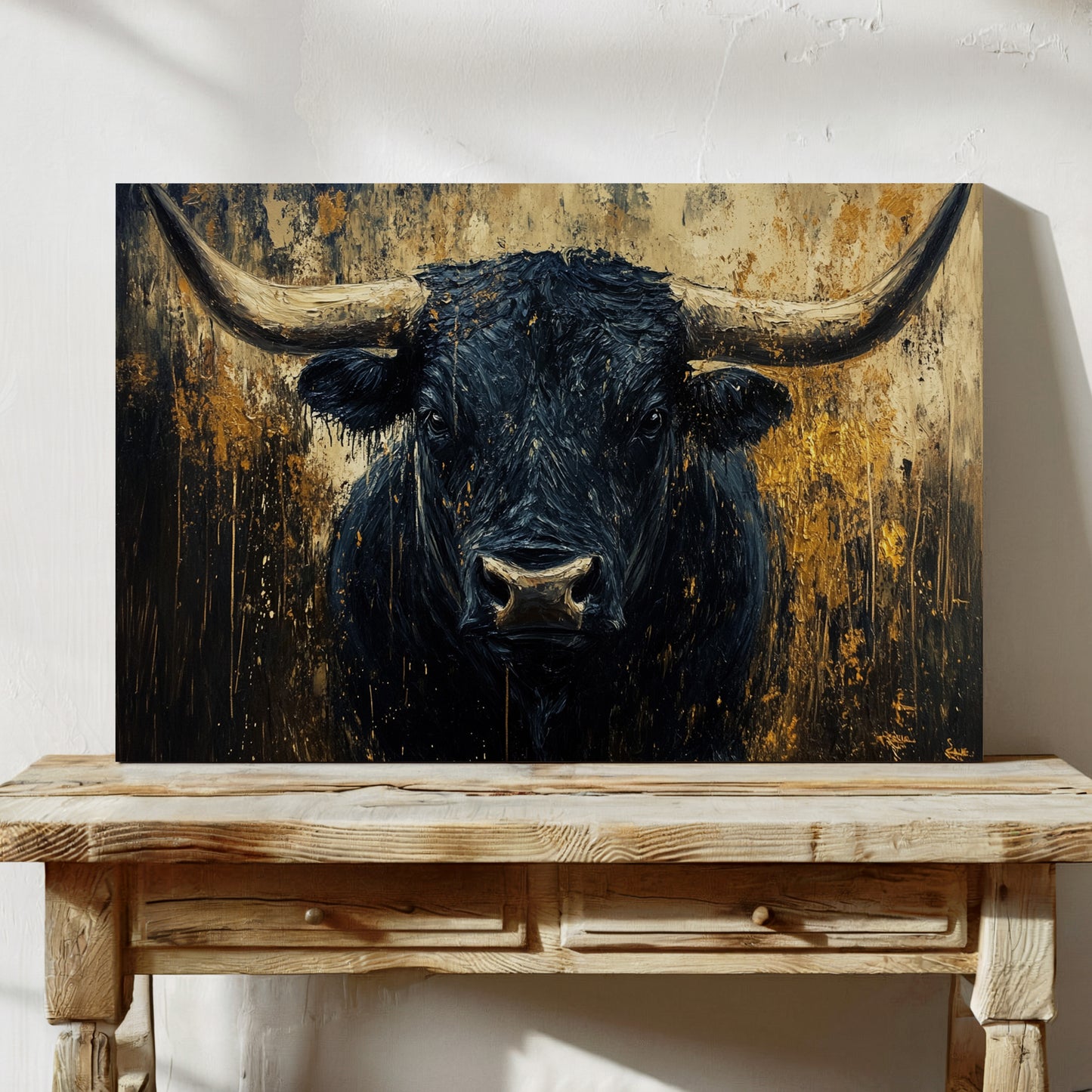 Black Bull Against Golden Storm