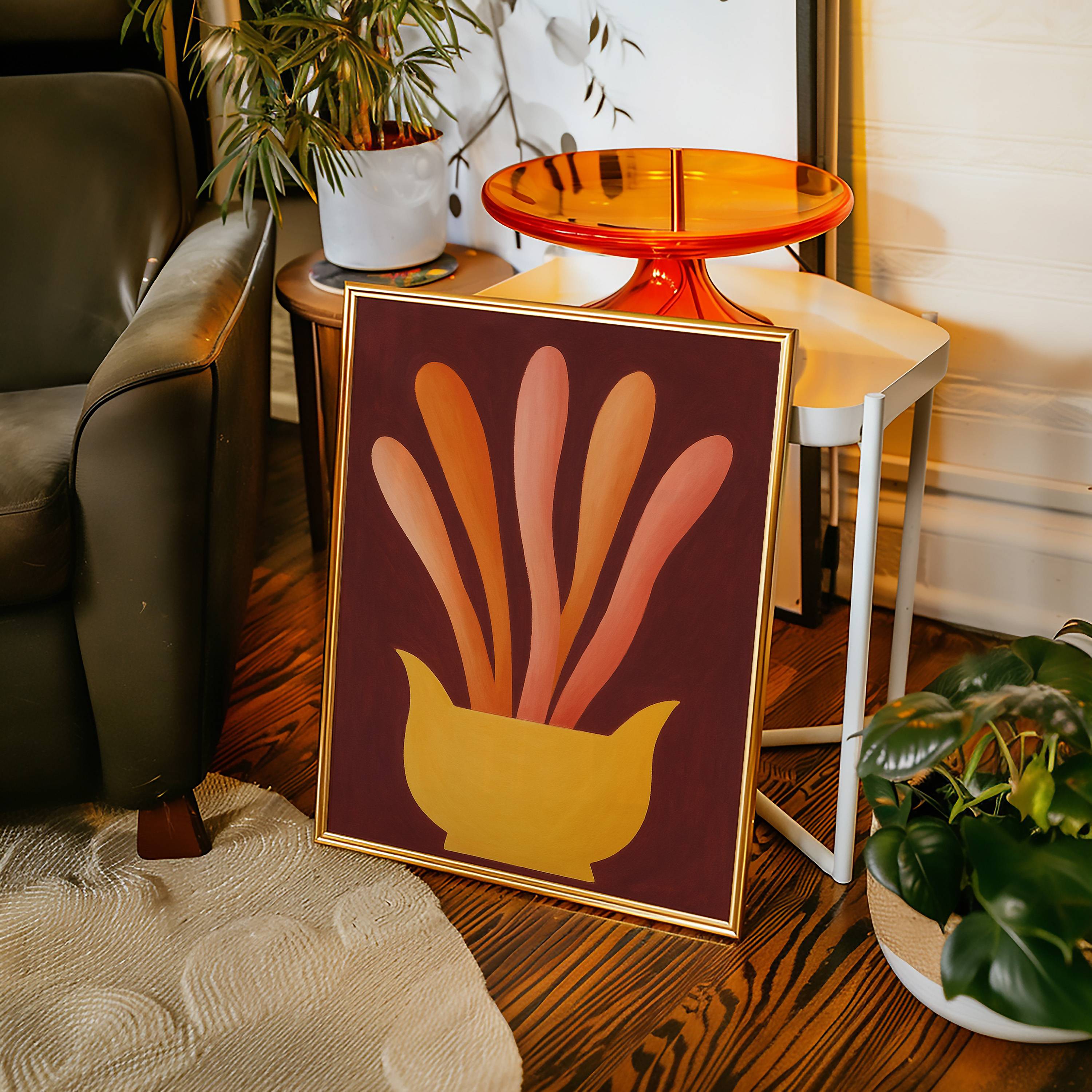 Coral Rays Rise From Golden Bowl