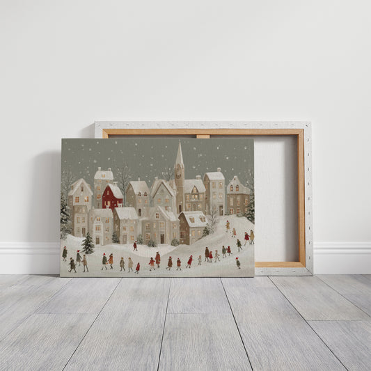 Snow Falls On Village Procession